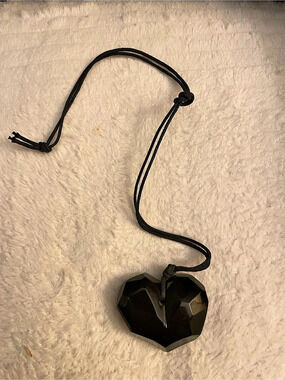 Erwin Eisch (1927–2022) Signed Art Master Black Glass" Heart Necklace